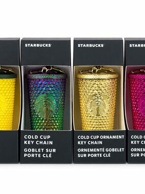 Starbucks Metallic Gold Studded Cold Cup Keychain
